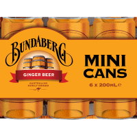 Bundaberg Ginger Beer Mini Cans 6 x 200ml